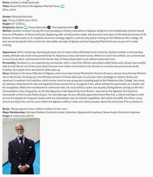 Character profile: Giulliano Lafaille Quincylia